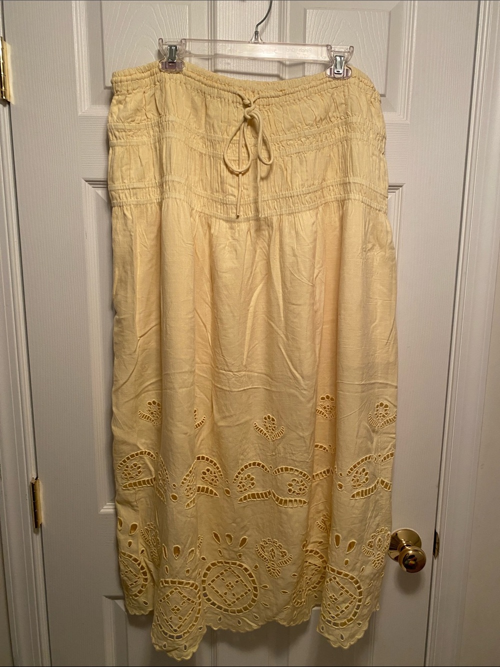 Future Collective Pale Yellow Eyelet Maxi Skirt…size XXL